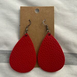 Red Shagreen Teardrop Earrings